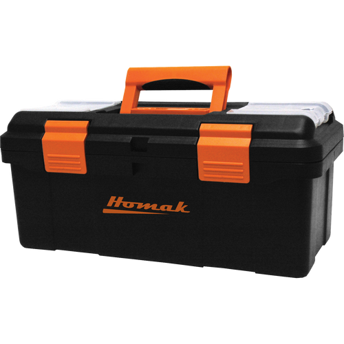Homak BK00116004 16" Plastic Tool Box W/ Tray & Dividers