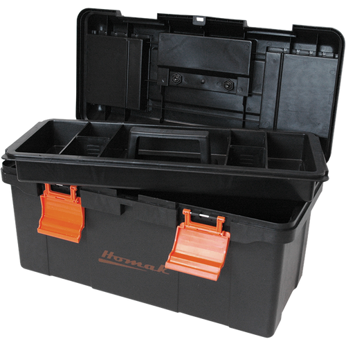 Homak BK00119005 20" Plastic Tool Box With Tray & Dividers