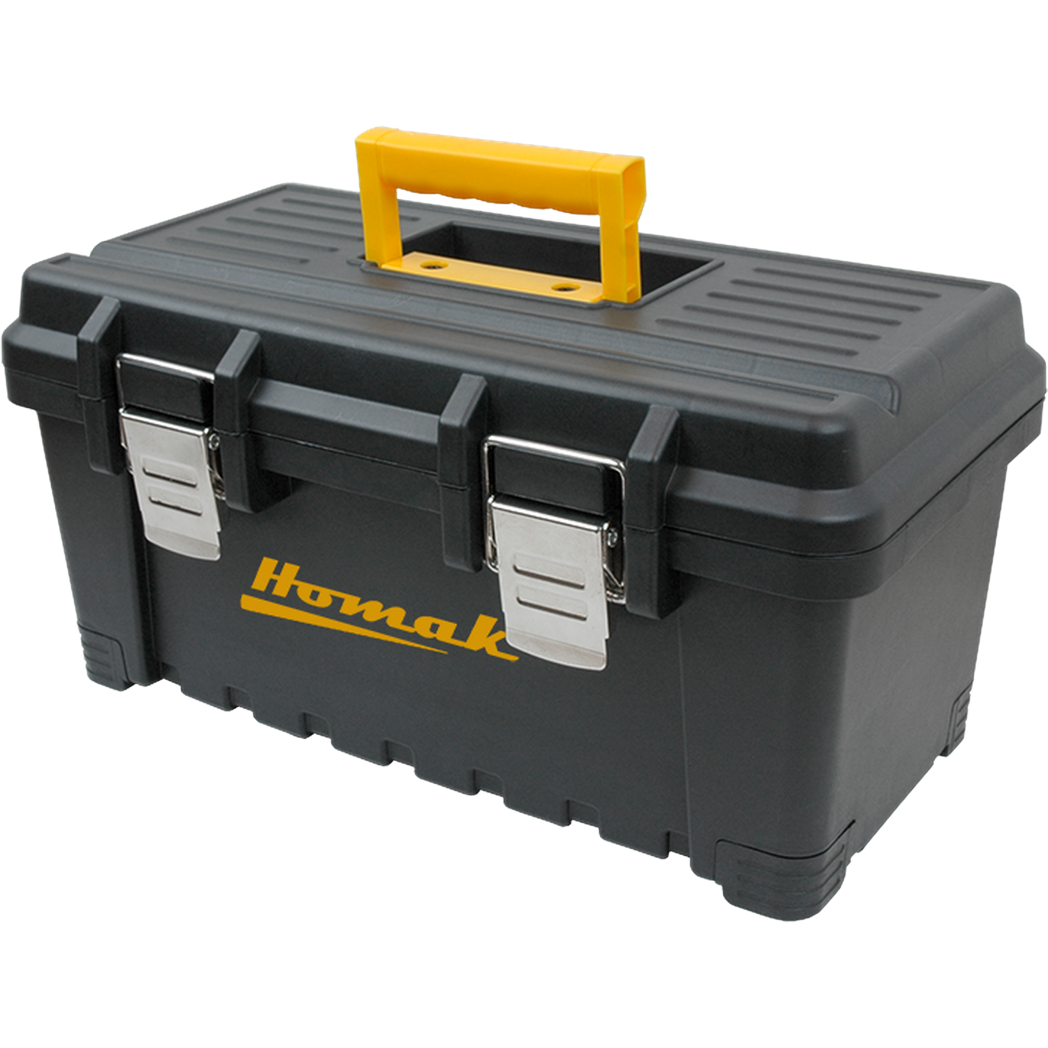 Homak BK00219001 19" Black Plastic Tool Box W/Metal Latches & Plastic Tray