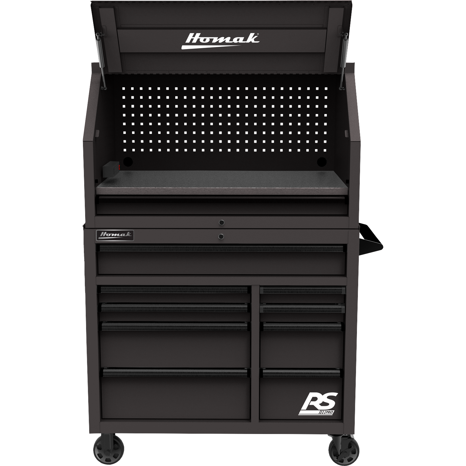 Homak BK02041010 41" RS PRO SERIES 1-DRAWER HUTCH WITH POWER STRIP – BLACK