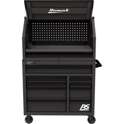 Homak BK02041010 41" RS PRO SERIES 1-DRAWER HUTCH WITH POWER STRIP – BLACK
