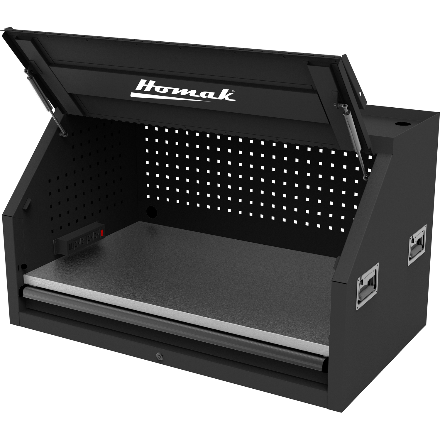 Homak BK02041010 41" RS PRO SERIES 1-DRAWER HUTCH WITH POWER STRIP – BLACK