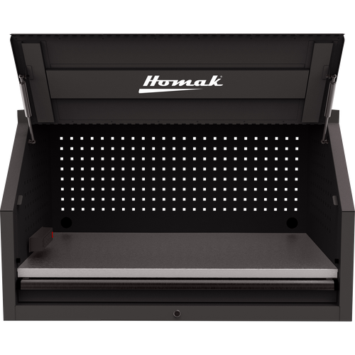 Homak BK02041010 41" RS PRO SERIES 1-DRAWER HUTCH WITH POWER STRIP – BLACK