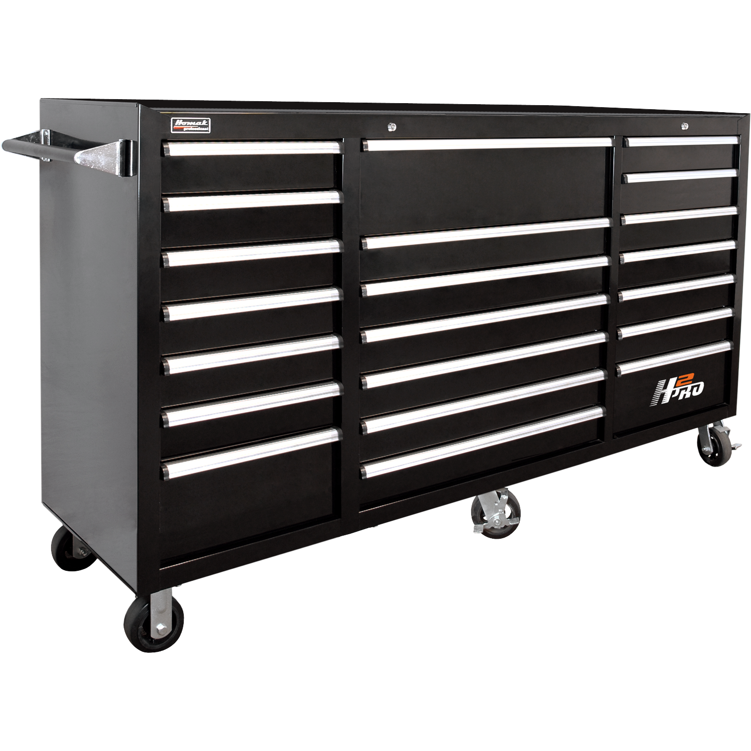 Homak BK04021720 72" H2Pro Series 21 Drawer Rolling Cabinet - Black