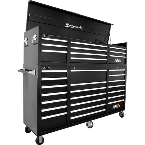 Homak BK04021720 72" H2Pro Series 21 Drawer Rolling Cabinet - Black