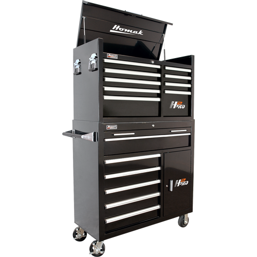 Homak BK04041062 41" H2Pro 6 Drawer w/ 2 Drawer Comp Roller - Black