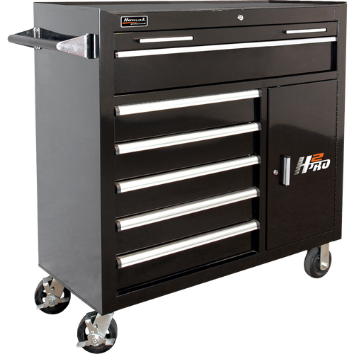 Homak BK04041062 41" H2Pro 6 Drawer w/ 2 Drawer Comp Roller - Black