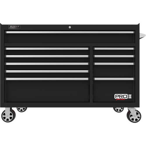 Homak BK04054210 54" Pro 2 10-Drawer Roller Cabinet - Black