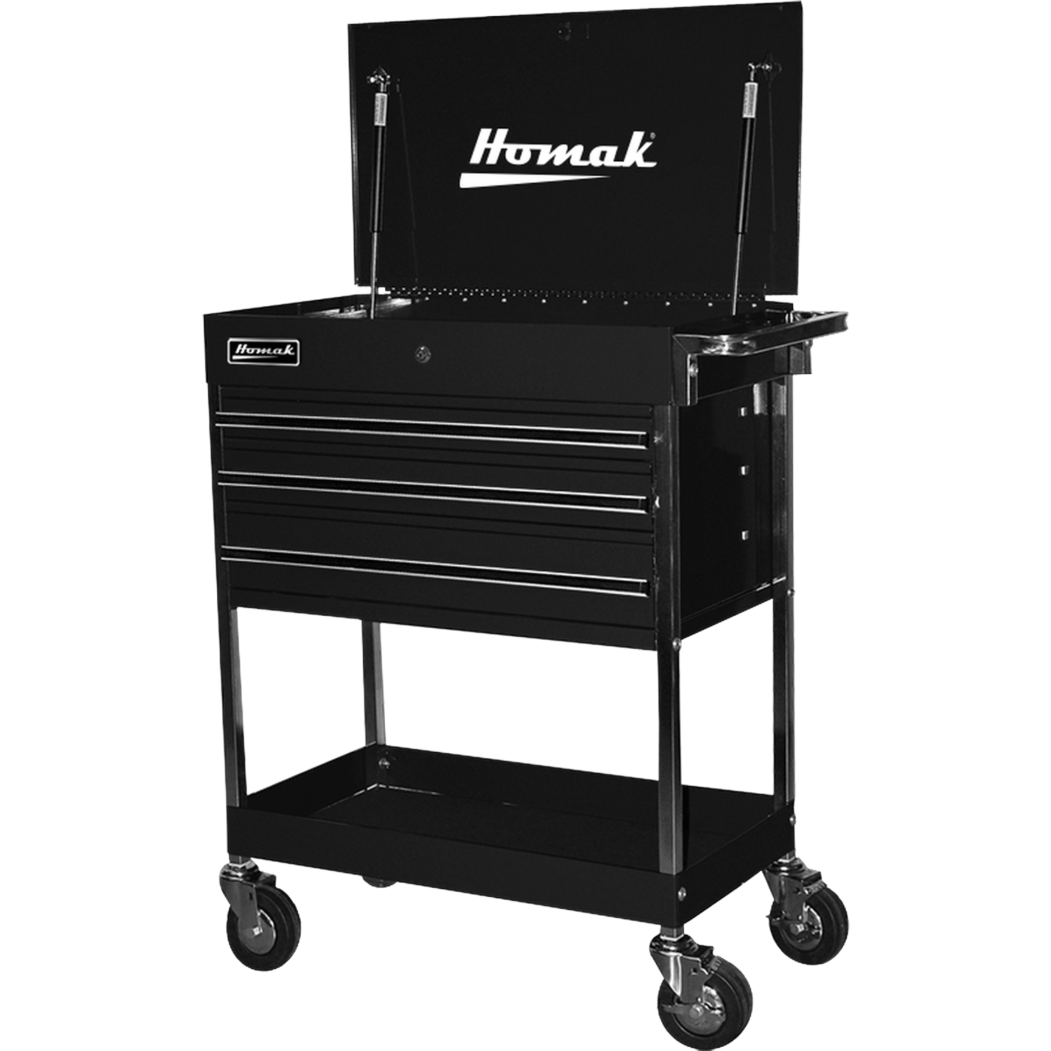 Homak BK05500200 34" Professional 3 Drawer Service Cart - Black