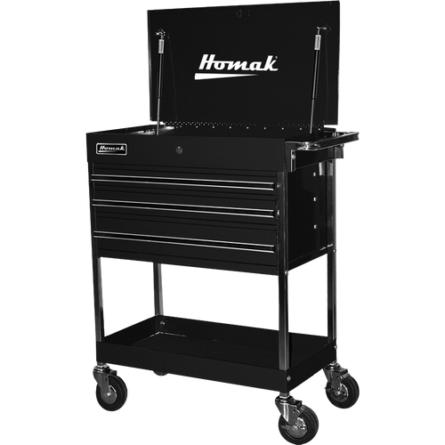 Homak BK05500200 34" Professional 3 Drawer Service Cart - Black