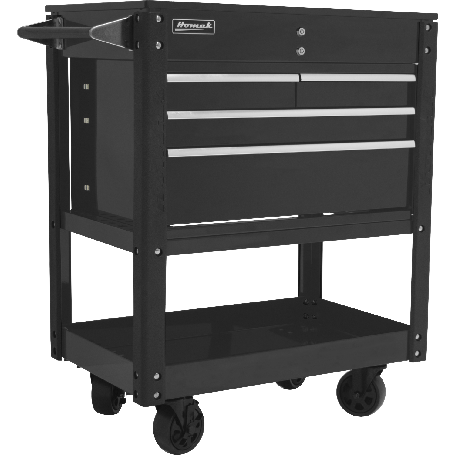 Homak BK06032000 35" Professional 4 Drawer Service Cart - BLACK