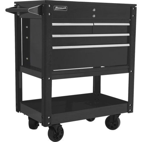 Homak BK06032000 35" Professional 4 Drawer Service Cart - BLACK