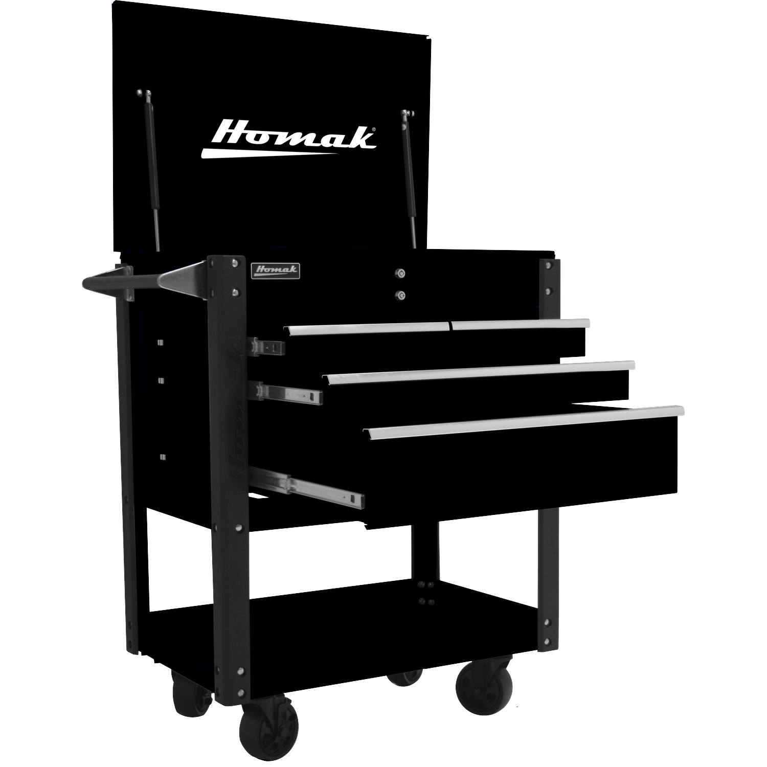 Homak BK06032000 35" Professional 4 Drawer Service Cart - BLACK