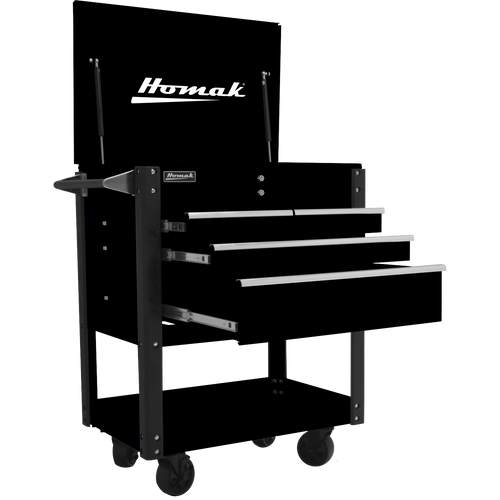 Homak BK06032000 35" Professional 4 Drawer Service Cart - BLACK