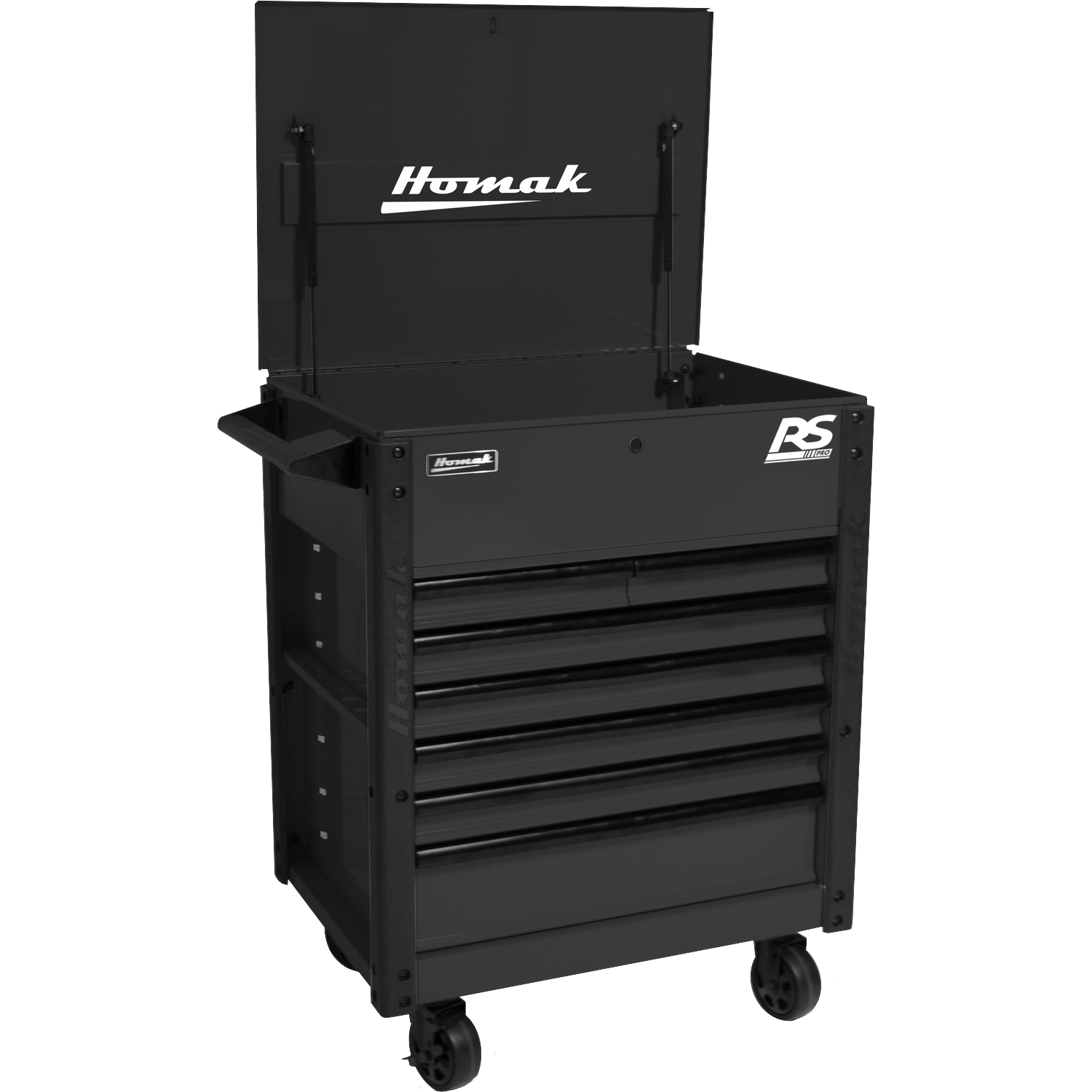 Homak BK06035247 35" 7 DRAWER FLIP-TOP SERVICE CART - BLACK