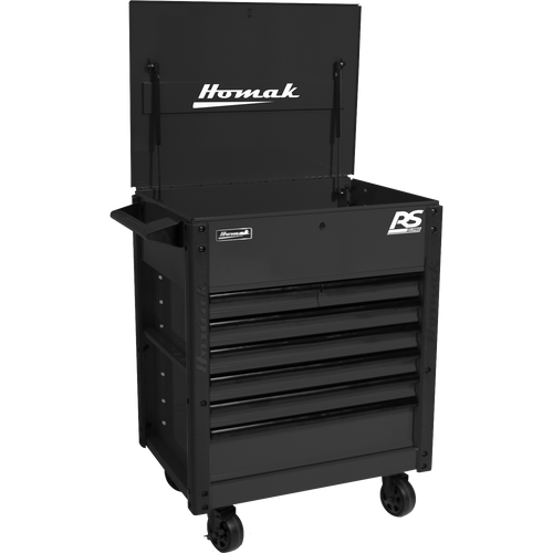 Homak BK06035247 35" 7 DRAWER FLIP-TOP SERVICE CART - BLACK