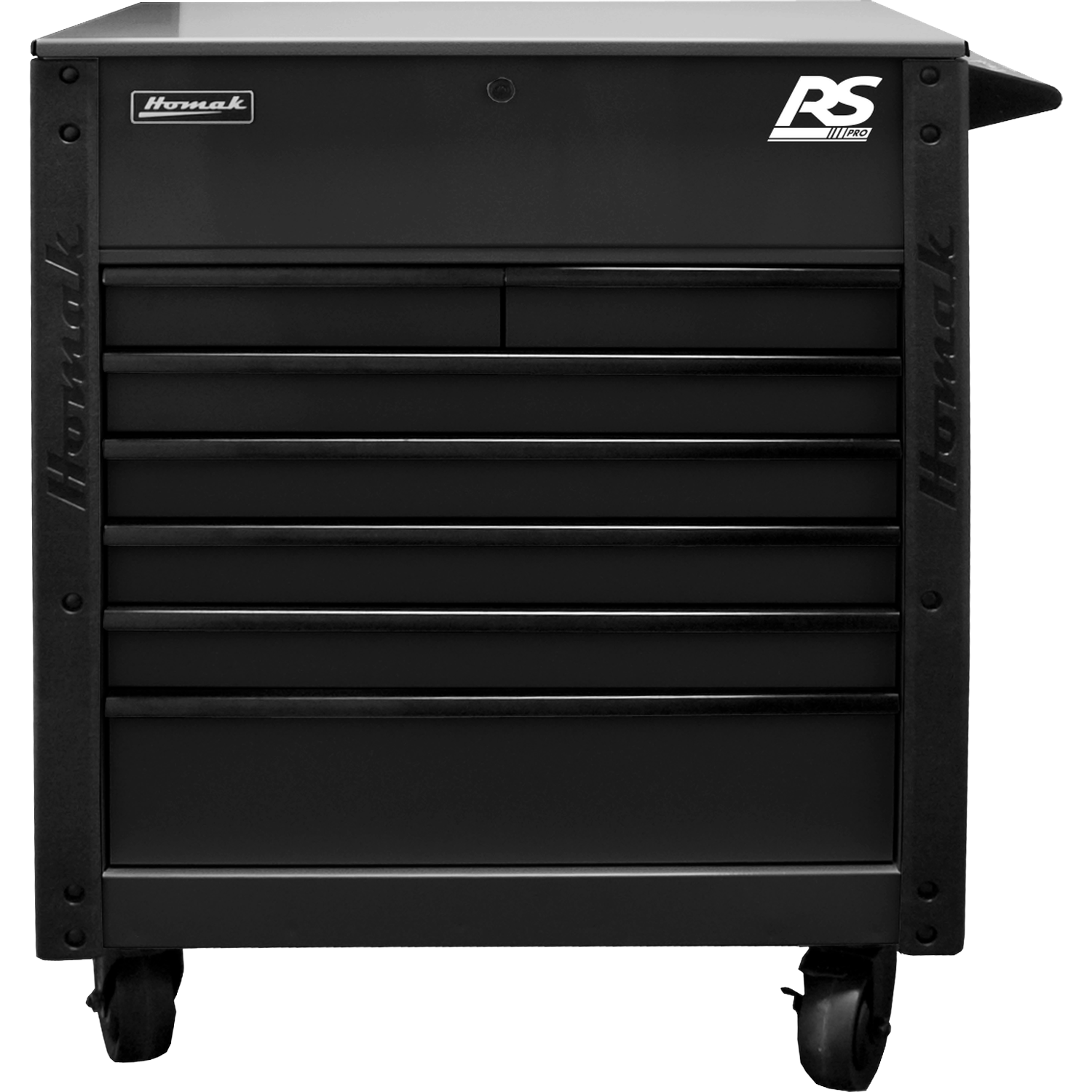 Homak BK06035247 35" 7 DRAWER FLIP-TOP SERVICE CART - BLACK