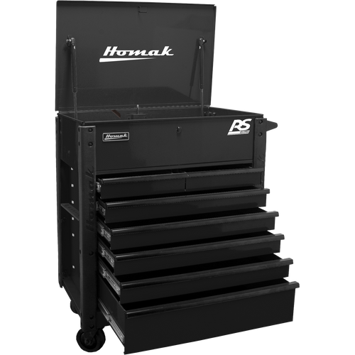 Homak BK06035247 35" 7 DRAWER FLIP-TOP SERVICE CART - BLACK