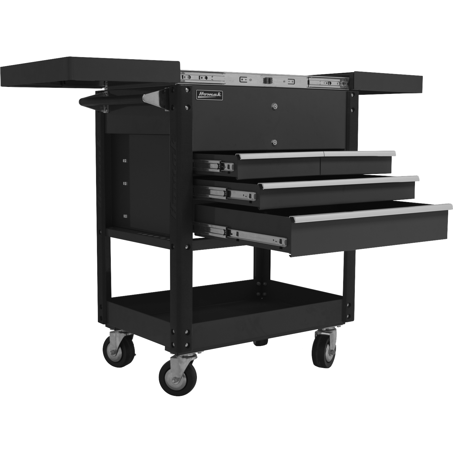 Homak BK06043500 35" 4 DRAWER SLIDE TOP CART - BLACK