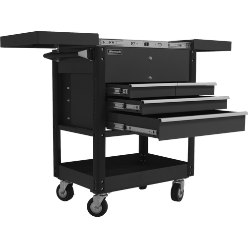 Homak BK06043500 35" 4 DRAWER SLIDE TOP CART - BLACK