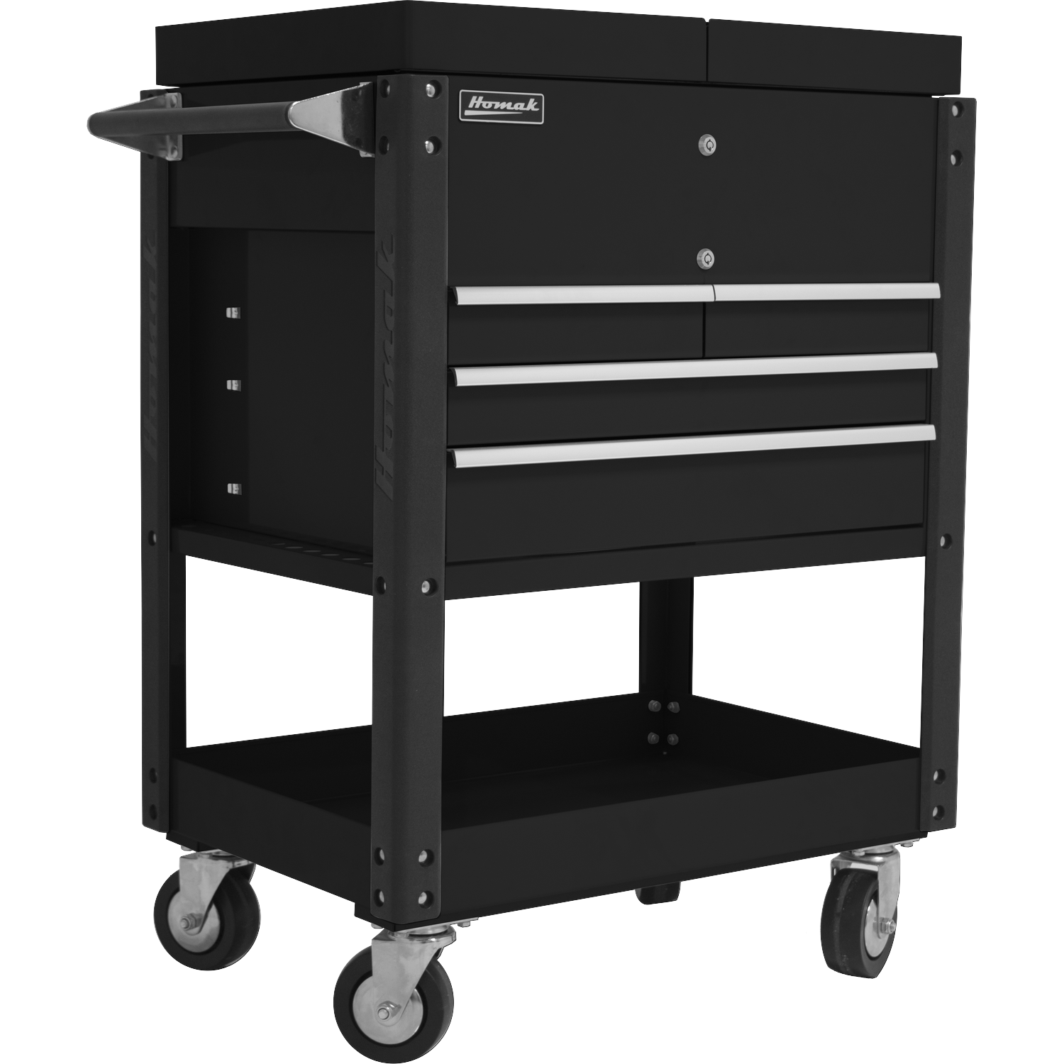 Homak BK06043500 35" 4 DRAWER SLIDE TOP CART - BLACK