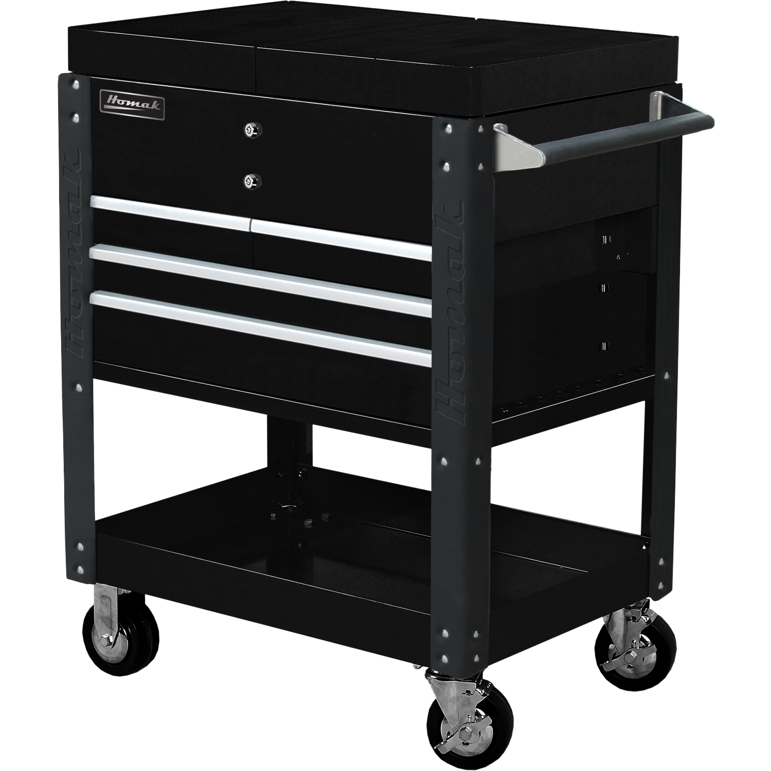 Homak BK06043500 35" 4 DRAWER SLIDE TOP CART - BLACK