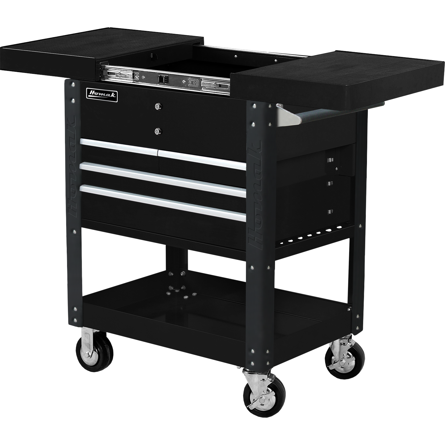 Homak BK06043500 35" 4 DRAWER SLIDE TOP CART - BLACK