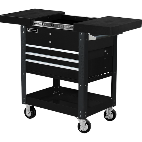 Homak BK06043500 35" 4 DRAWER SLIDE TOP CART - BLACK