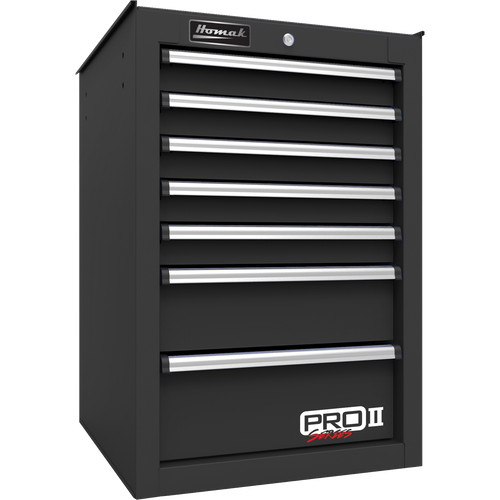 Homak BK08014552 14 1/2"" Pro II 7-Drawer Side Cabinet - Black