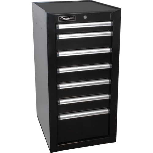 Homak BK08018070 18" H2Pro Series 7 Drawer Side Cabinet - Black