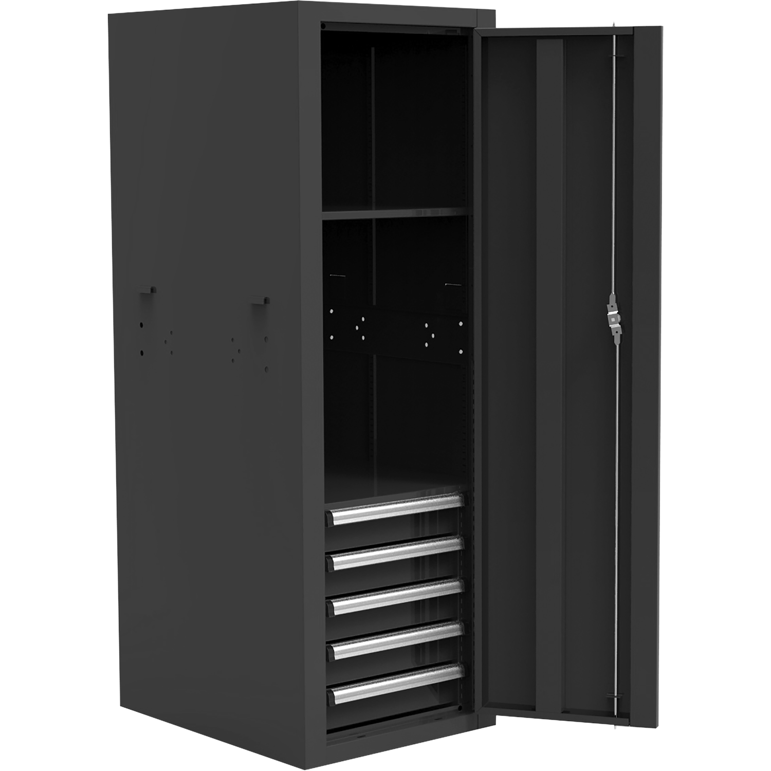 Homak BK08022052 22" Pro II 5-Drawer Full Height Side Locker - Black