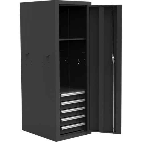 Homak BK08022052 22" Pro II 5-Drawer Full Height Side Locker - Black
