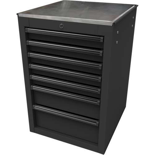 Homak BK08022070 22" RS Pro 7-Drawer Side Cabinet - Black