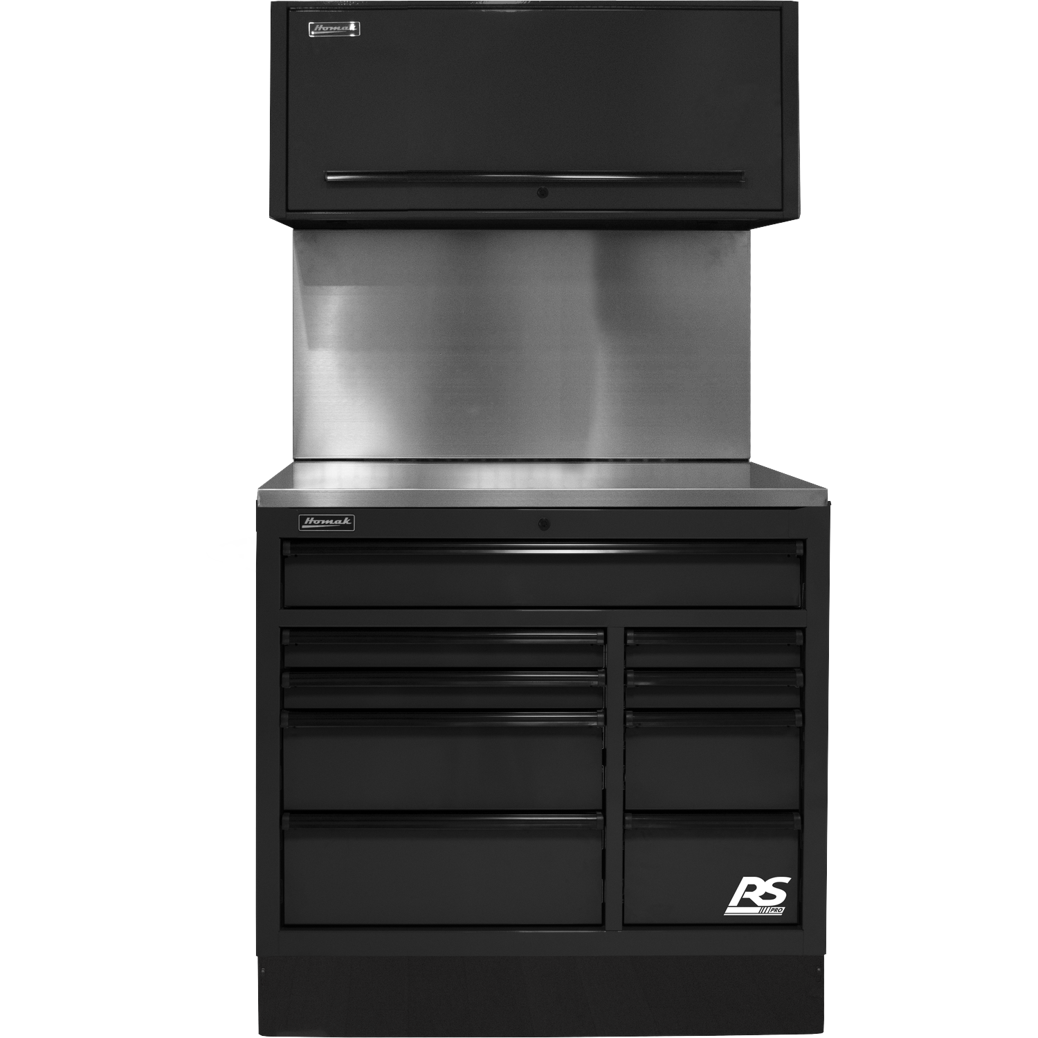 Homak BKCTS41001 41" CTS SET WITH SOLID BACK SPLASH (BLACK)