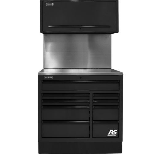 Homak BKCTS41001 41" CTS SET WITH SOLID BACK SPLASH (BLACK)