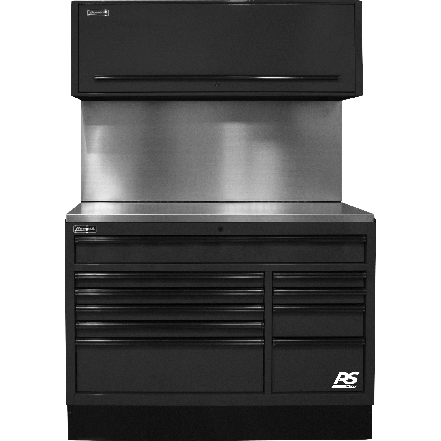 Homak BKCTS54001 54" CTS SET WITH SOLID BACK SPLASH - BLACK