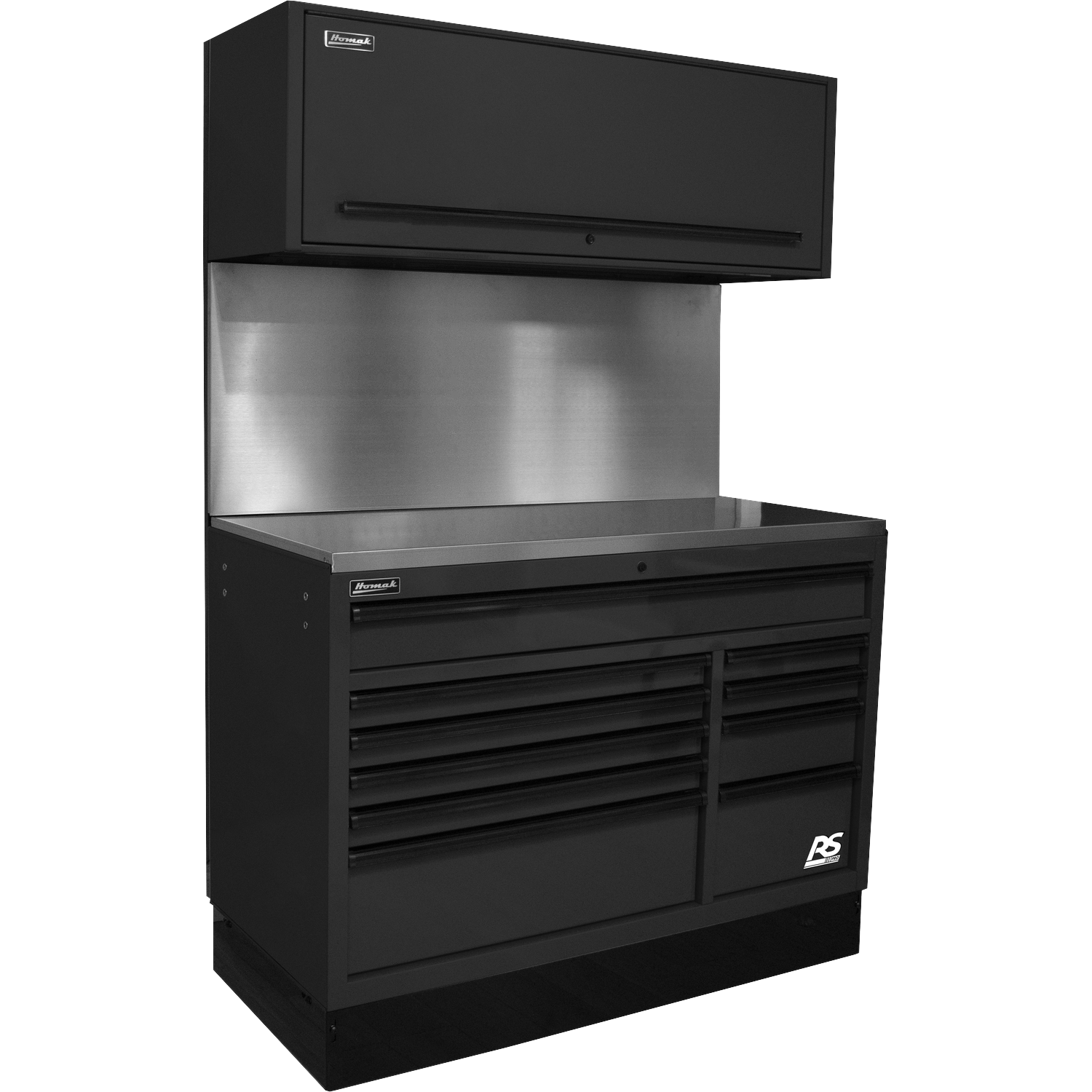 Homak BKCTS54001 54" CTS SET WITH SOLID BACK SPLASH - BLACK