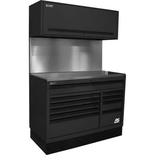 Homak BKCTS54001 54" CTS SET WITH SOLID BACK SPLASH - BLACK