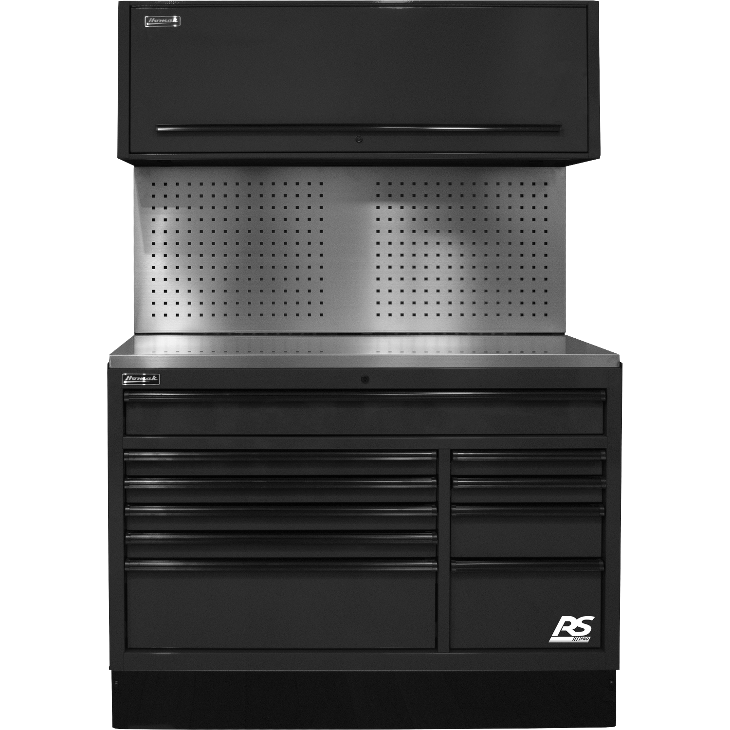 Homak BKCTS54002 54" CTS SET WITH TOOLBOARD BACK SPLASH (BLACK)