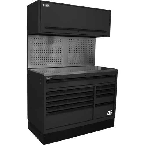 Homak BKCTS54002 54" CTS SET WITH TOOLBOARD BACK SPLASH (BLACK)