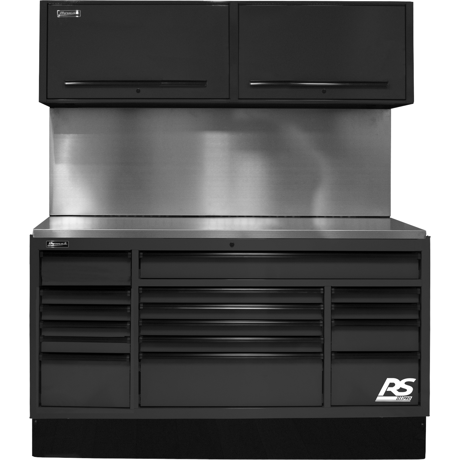 Homak BKCTS72001 72" CTS SET WITH SOLID BACK SPLASH (BLACK)