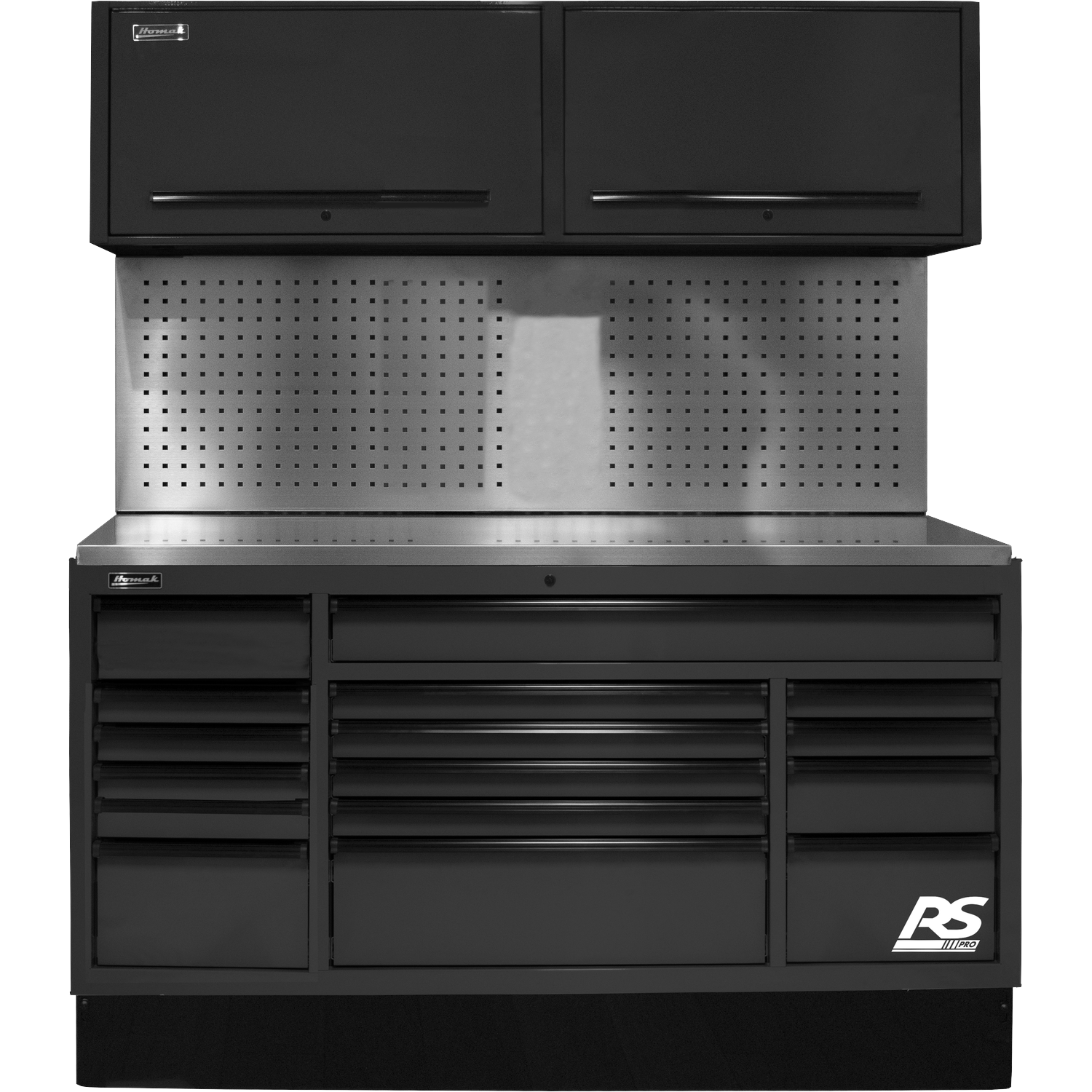 Homak BKCTS72002 72" CTS SET WITH TOOL BOARD BACK SPLASH - BLACK
