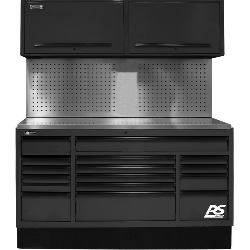 Homak BKCTS72002 72" CTS SET WITH TOOL BOARD BACK SPLASH - BLACK