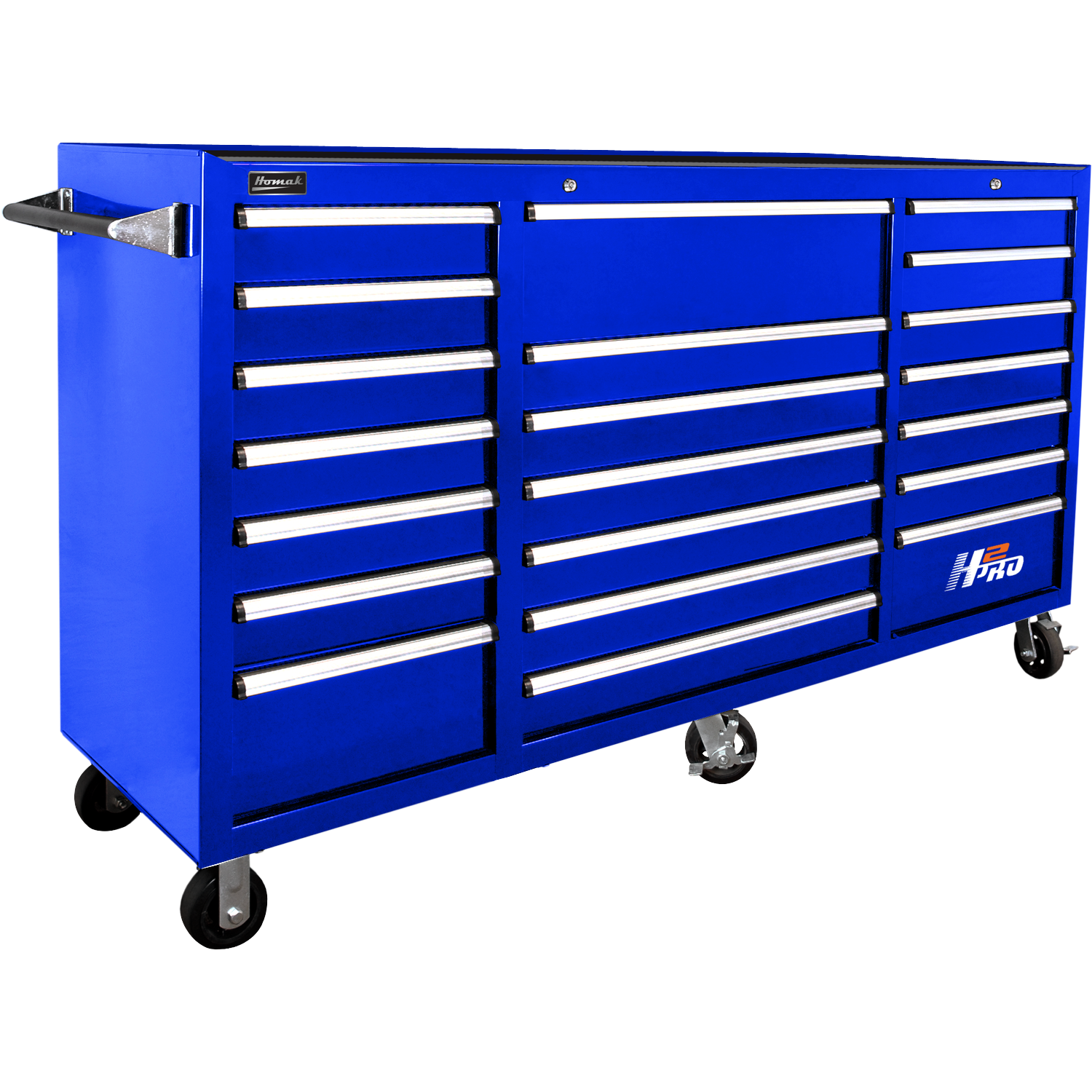 Homak BL04021720 72" H2Pro Series 21 Drawer Rolling Cabinet - Blue