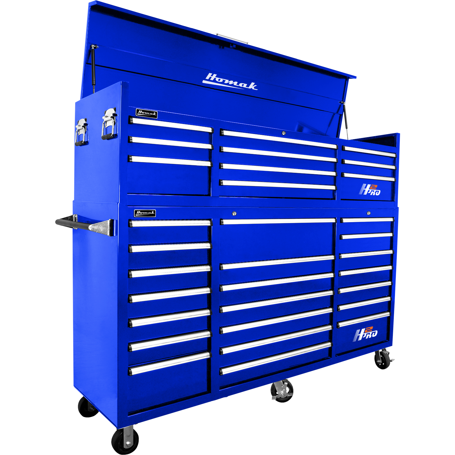 Homak BL04021720 72" H2Pro Series 21 Drawer Rolling Cabinet - Blue