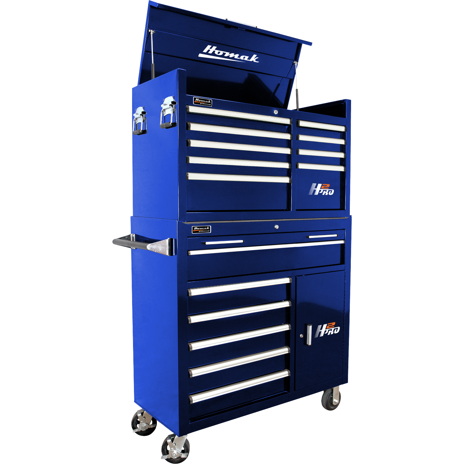 Homak BL04041062 41" H2Pro 6 Drawer w/ 2 Drawer Comp Roller - Blue