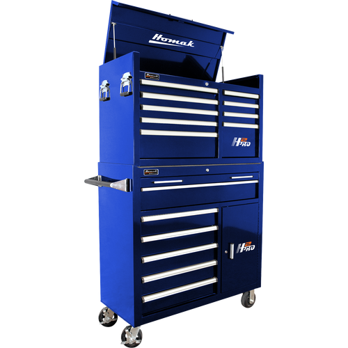Homak BL04041062 41" H2Pro 6 Drawer w/ 2 Drawer Comp Roller - Blue