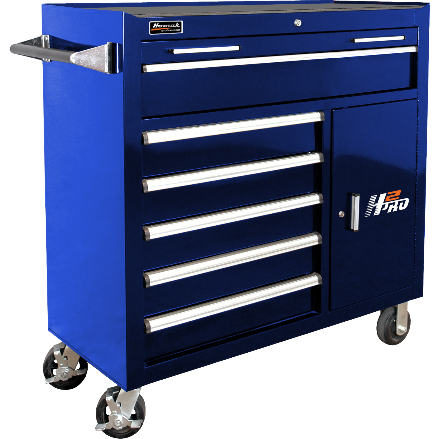 Homak BL04041062 41" H2Pro 6 Drawer w/ 2 Drawer Comp Roller - Blue
