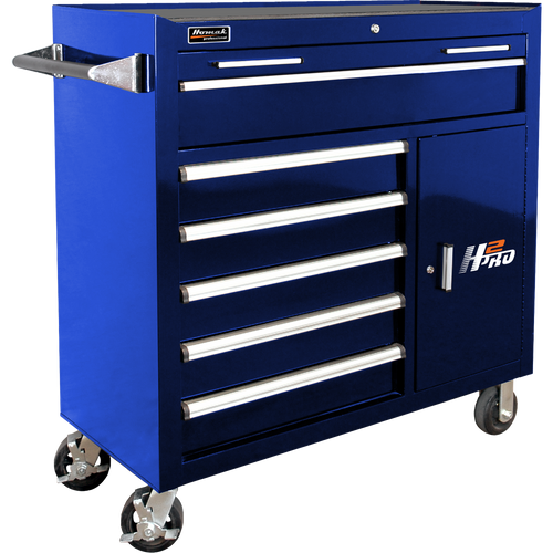 Homak BL04041062 41" H2Pro 6 Drawer w/ 2 Drawer Comp Roller - Blue