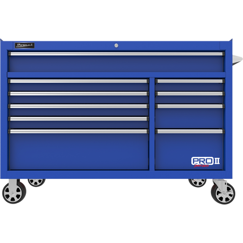 Homak BL04054210 54" Pro 2 10-Drawer Roller Cabinet - Blue
